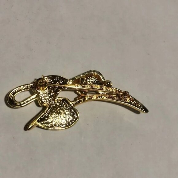 Vintage Gold Tone Green Enamel Bug Insect Ladybug Leaves Brooch Pin - Picture 2 of 5